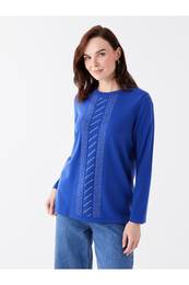 Crew Neck Stone Printed Long Sleeve Women's Knitwear Sweater