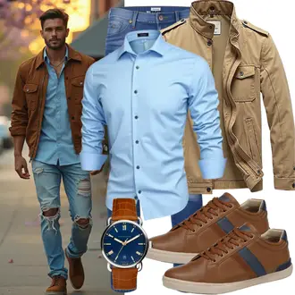 Attraktive Outfits Winter mit Braun/Khaki/Dunkelbraun Sommerjacke/Lederjacke/Frühlingsjacke/Herbstjacke/Cordjacke/Shirtjacke/Militärjacke/Wachsjacke WenVen "Freizeit Outfits"