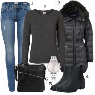 Kombinacije za zimu sa Crna Kaput Heine "Cool Winter Outfit"