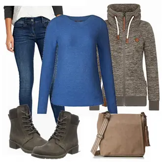 Outfit mit Blau Sweatshirt CECIL "Casual simple"