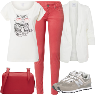 Outfit mit Rot/Rosa Hose Große Größe/Lederjacke/Slim Fit Jeans/Cuir Chaussures/Low Rise Jean/Push up Jeans/Low Waist Jean/Winterjacke/Ankle Boot/Jeans mit Schlitz Pepe Jeans "Outfit für den Frühling"