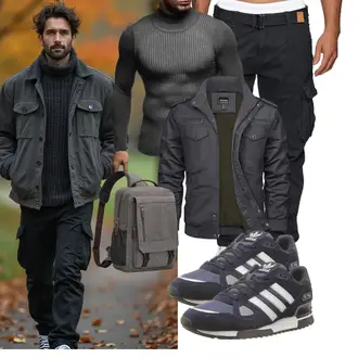 Rave Outfit mit Dunkelblau/Schwarz/Blau/Khaki Indicode "Freizeit Outfit"Look: Wasen, Pop Konzert, Schule, Electro, Rave