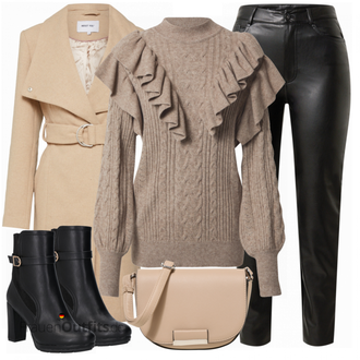Silvester Outfits mit Beige/Khaki/Braun Übergangsmantel/Wollmantel/Lodenmantel/Strickmantel/Midi Mantel/Blazermantel/Kaschmir Mantel/Wollmantel/Schmal Geschnittener Mantel/Wickelstrickjacke/Lange Strickjacken/Kaschmir-Strickjacke/Stehkragen-Strickjacke/Winter Strickjacke/Wolle Strickjacke/Strickjacke Tracht About You, Schwarz/Dunkelblau/Grau Pantolette Mit Wechselfußbett/Geschlossene Sandale/Fisherman Sandale/Sandalette/Schuh Mit Rolle/Spangenschuh/Sandalen Mit Klettverschluss About You "Silvester Outfit"