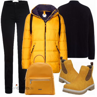 Outfit mit Gelb Stiefel Rieker "Herbst Outfit für den Alltag"