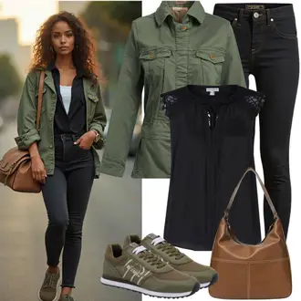 Outfit sa Zeleno/Tamnozelena/Svjetlosiva/Siva Tenisica s platformom/Ljetna tenisica/Kožna tenisica/Skate cipela/Niska Tenisica/Tanka tenisica/Vintage tenisica Adidas Originals "Savršeno za slobodno vrijeme"