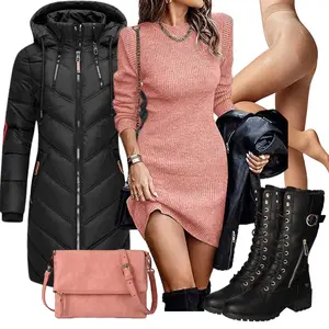 Herbst Outfits mit Rosa/Braun PulloverKleid/StrickKleid/HerbstKleid/Winter StrickKleid shownicer "Modisches Winter Outfit"