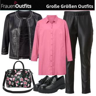 Outfit mit Schwarz Lederblazer rockgewitter "Stilvolle Große Größen Outfits"