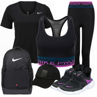 Sport Outfits mit Blau Nike, Blau Nike, Schwarz Rucksack Nike "Super für die Fitness"