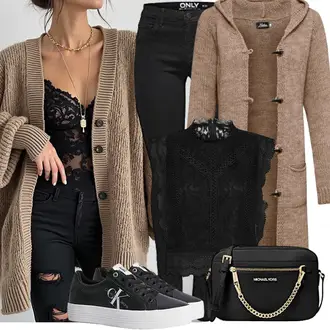 Frühlings Outfits Old Money mit Schwarz Umhängetasche michael kors "Modisches Frühlingsoutfit"Look: Rap, Metal, Lack, Mom, Old Money, Schön, Coole, Italienische, Moderne, Premium