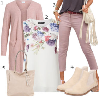 Outfit sa Pink/Bež/Plava/Siva Čizmica Rieker "Biznis outfiti"