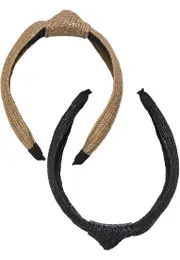 Braid Bast Headband 2-Pack Black/Beige