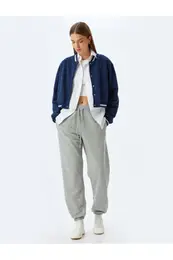 Jogger Sweatpants Triple Yarn Pocket Waist Tie Pocket