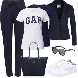 Outfit mit DunkelBlau/HellBlau/Blau Lederjacke/Blazerjacke/Blusenblazer/Boyfriend Blazer/Lässiger Blazer/Baumwoll ­Blazer/Eleganter Blazer/Strick­blazer/Kurzblazer/Sweatblazer/Lederjacke für Männer/Lederjacke VERO MODA "Perfekt für die Freizeit"