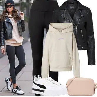 Streetwear Outfit mit Weiß Plateau-Sneaker Puma "Frühling outfit"Look: Esthetische, Casual, Classic, Smart Casual, Sportlich, Streetwear, Unisex, Bad Taste, Hip Hop, Skater