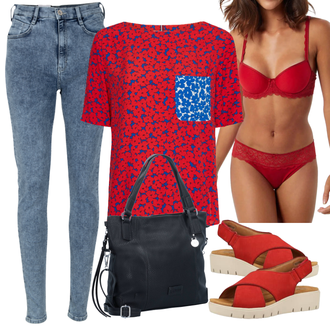 Outfit mit Rot/Rosa/Dunkelrot Bikini große größe Mey "Schöner Sommer Look"