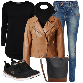Slouchy Kaschmir Outfit mit Schwarz Hut Bandana Zwillingsherz "Perfektes Büro Outfit"