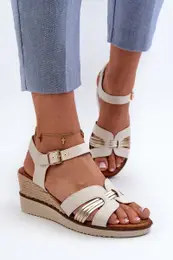 PE1 Women's Wedge Sandals with Woven Gold Starlenna
