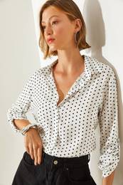 Women's Patterned Folded Sleeve Viscose Shirt