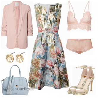 Schicke Outfits Sommer mit Beige/Gold Ohrstecker/Ohrclip Pilgrim "Schickes Businessoutfit"