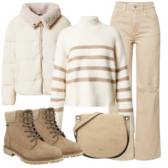 Gefütterte Outfit mit Beige/Khaki/Braun Klassischer Stiefel/Wasserdichter Stiefel/TrekkingStiefel/SpringerStiefel/Winter Stiefelette/Gefütterte Stiefelette/Wattierte Stiefel/Herren Lederschuhe/SchnürStiefel/Winter Stiefel Tom Tailor "Bequemes Winter Outfit"