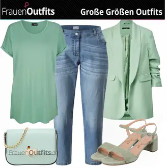 Outfit mit Grau Sandalen UNISA "Cooler Sommerlook für Plus Size"