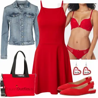 Outfit mit Rot/Dunkelrot/Rosa Kleid Große Größe/Tunika/Tenniskleid/SkaterKleid/Jerseykleid/Fit & Flare Kleid/Ärmelloses Kleid/A-Linien Kleid Only "Modischer Sommer Look"