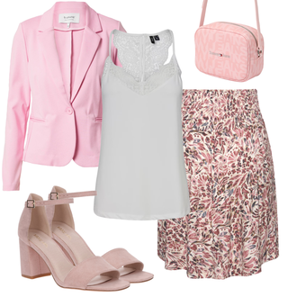 Kombinacije za zabavu 60-ih sa Pink VIVANCE "Moderni outfit za proljeće"Look: Boja, Old Money, Mom, Preodjeven, 60-ih, Transparentan, Talijanski, Safari, A-kroj, Bad Taste
