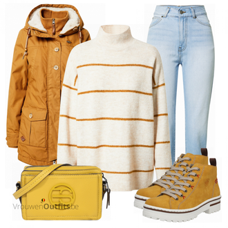 Outfit met geel Laars Rieker "Perfect voor de winter"