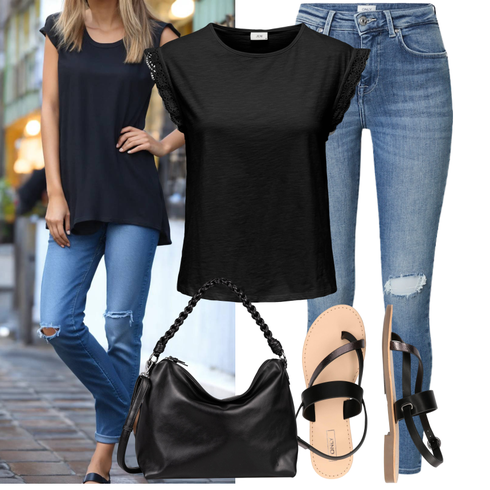 Comment poter Noir Top Court/Haut de Fête/Longueur Classique/Débardeur Musculaire/Chemise en tricot/Chemise sans Manches/Chaussures pour hommes/Chemise en maille/Chemise Top/Haut chemise/Haut en Dentelle/Graphique T-Shirt JdY