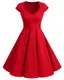 bbonlinedress 1950er Vintage Retro Cocktailkleid Rockabilly V-Ausschnitt Faltenrock Red M