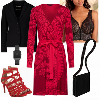 Outfit mit Rot Sandalen UNISA "Clara"