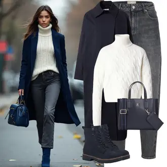 Outdoor Outfit mit Hellgrau/Grau/Dunkelgrau Mom Jean/Baggy Jeans/Girlfriend Jeans/High Waist Jeans/T-Shirt/Loose fit Jeans/Bundfaltenjeans/Formelles Hemd/Lederjacke/Tapered-Jeans/Thermojeans/男士皮夹克 jjxx "Look für den Winter"Look: Uni, 90er, Coole, Old Money, Outdoor, Smart Casual