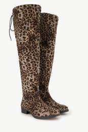 Kozaky nad kolena, XL hole, leopard vzor, zip, ka H