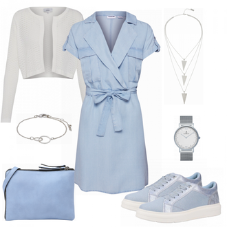 Outfit mit Hellblau/Blau Kleid Große Größe/Tunika Noisy may "Casual Look"