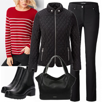 Oversize Kurz Outfit mit Schwarz Chelsea Boot/Lederjacke/Flache Stiefelette/Gummistiefelette About You "Tolle Farben"Look: Uni, Schick, Edel, Coole, Oversize, Techno, Unisex, Wetlook