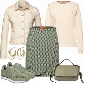 Outfit mit Grün Schuh Sneaker WODEN "Toller Look für die Freizeit"