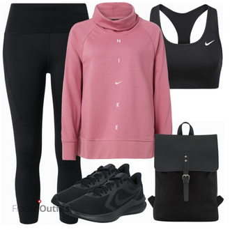 Sport Outfits mit Schwarz Nike, Schwarz Bh Nike, Beige Nike, Schwarz Sportschuh Nike "Sport Outfit"