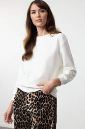 Ecru More Sustainable Regular/Normal Pattern Soft Fabric Knitted Sweatshirt