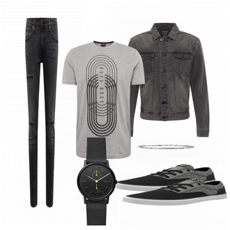 Outfit mit Grau Sneaker Volcom "Review"