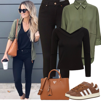 viskóza Outfit sa Zeleno/Tamnozelena Tunika/Bluza Veći Broj JdY "Proljetni Outfit"