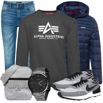 Outfit mit Grau Sneaker Nike Sportswear "Freizeit Outfit"