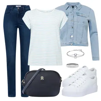 Outfit mit Blau/Dunkelblau/Hellblau Hose Große Größe/Sportschuhe/High Waist Jeans/Push up Jeans/Regular-Fit Jeans/Lederjacke/Slim Fit Jeans/Straight Leg Jean/Leder Schuhe/Thermojeans/Herren Lederjacke/Winterjacke Brax "Freizeit Outfit"