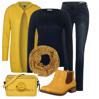 Outfit mit Gelb Stiefel Rieker "Herbst Outfit für den Alltag"