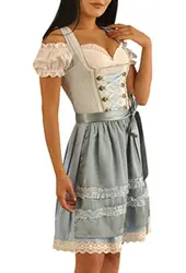 Generic Kariertes Dirndl Set 3 Teilig Oktoberfest Trachtenkleid