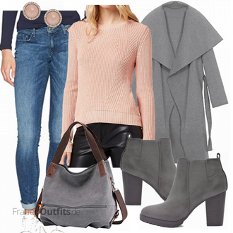 Trachten Outfit mit Grau/Dunkelgrau/Hellgrau Wollfleece Mantel/Langer Mantel/Übergangsmantel/Sommermantel/Cape Mantel/Kaschmir Mantel/Wintermantel Wollmantel/Strickmantel Kendindza Collection "VERO MODA Damen Pullover VMLEX LS Blouse"Look: Rad, Oversize, Overdressed, Edel, Unisex, Elegant, Ausgefallene, Esthetische, Trachten, Moderne, Lack, Uni, Outdoor, Coole