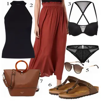 Festival Outfit s Červená/Hnědá/Tmavě červená Sukně do Délky Lýtka/Slavnostní Maxi Sukně/Dlouhá Sukně/Maxi Sukně/Středověká Sukně/Vintage Sukně maxi Only "ONLY Rock"Look: Bar, Koncert, Chatky, Festival, Zvláštní příležitosti, Matriční úřad, Narozeniny, 30. narozeniny