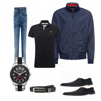 Outfit mit Weiß/Blau Uhr Armani Exchange "BRAND"