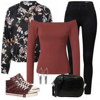 Outfit mit Rot Sweatshirt About You "Farbliches Frühlingsoutfit"