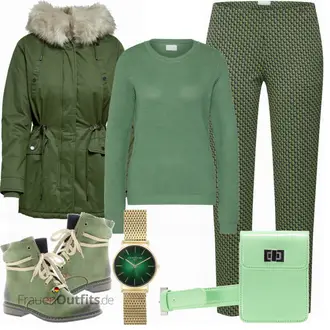 Outfit mit Grün Stiefel Rieker "Rieker"
