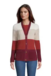 Colorblock Baumwoll-Cardigan DRIFTER mit Shaker-Struktur, Damen, Gre: L Normal, Rot, by Lands'''' End